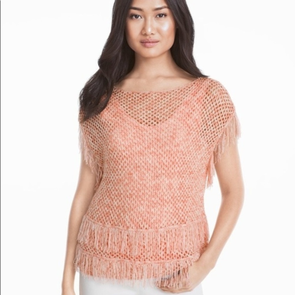☀️NEW White House Black Market Pink Fringe Sweater